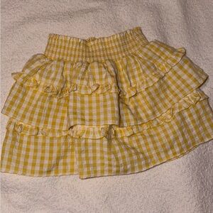 Francesca's Collections Yellow Checkered Ruffle Skirt